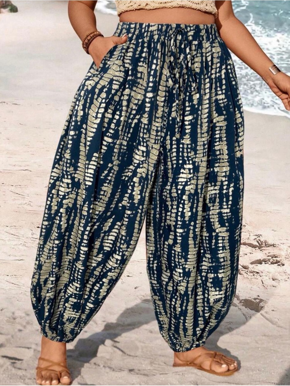 Boho Navy Printed Harem Pants
